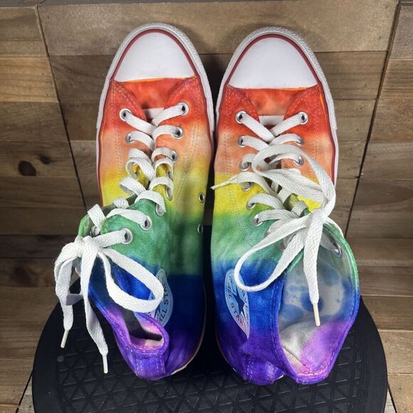 Converse Mens Size 9 Chuck Taylor II All Star Hi Top Sneakers Rainbow Multicolor - Picture 5 of 10